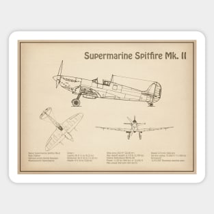 Supermarine Spitfire Mk. II - Airplane Blueprint - SD Magnet